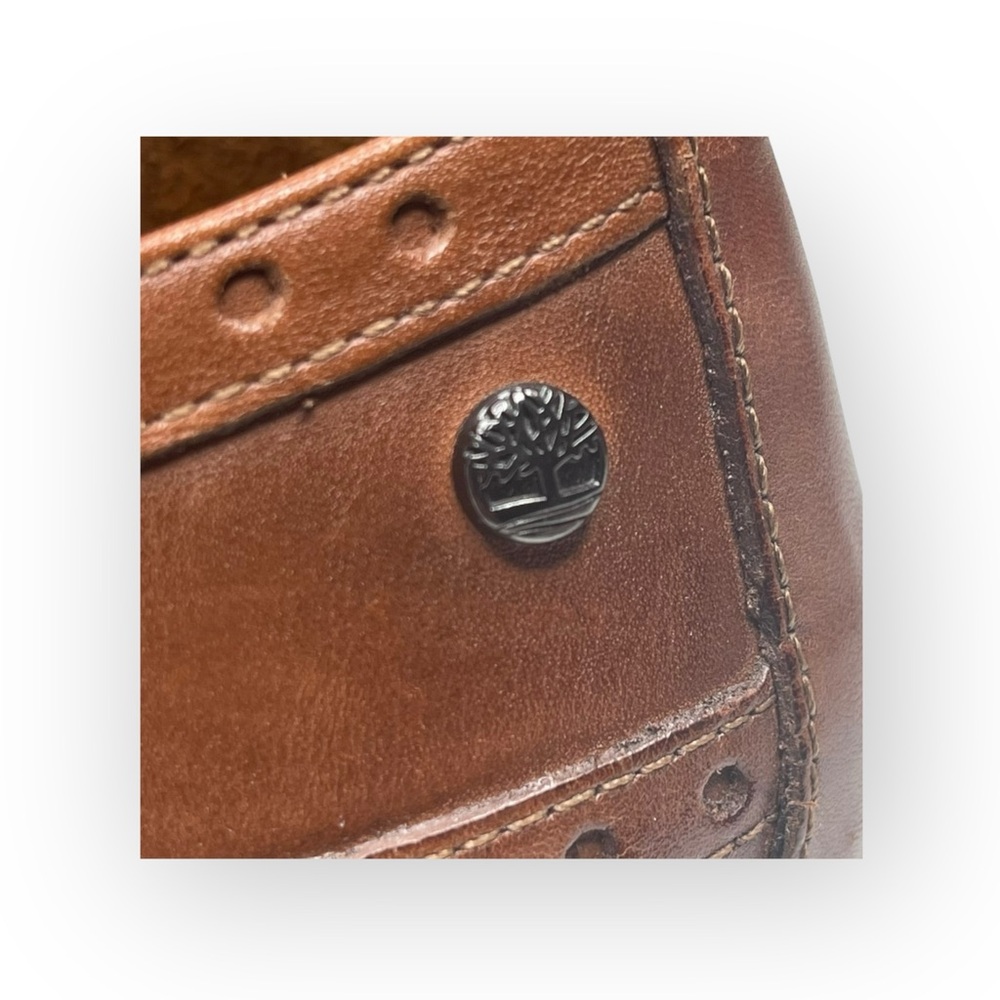 Timberland ✪ Brogue Oxford Wingtip Edgy Leather Lace Up Shoes ✪ Dark Tan Brown - Picture 7 of 16